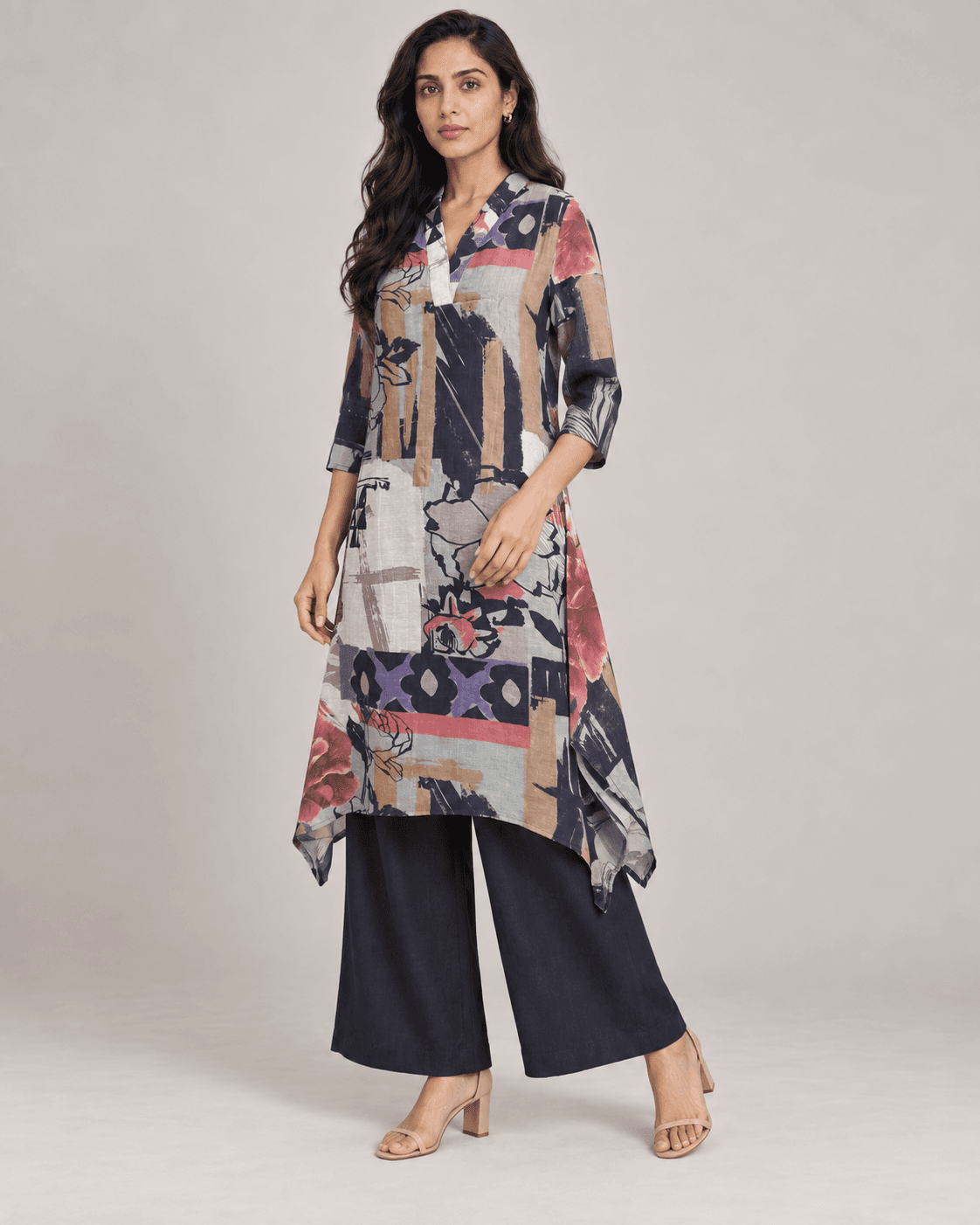BLACK LINEN KURTA SET
