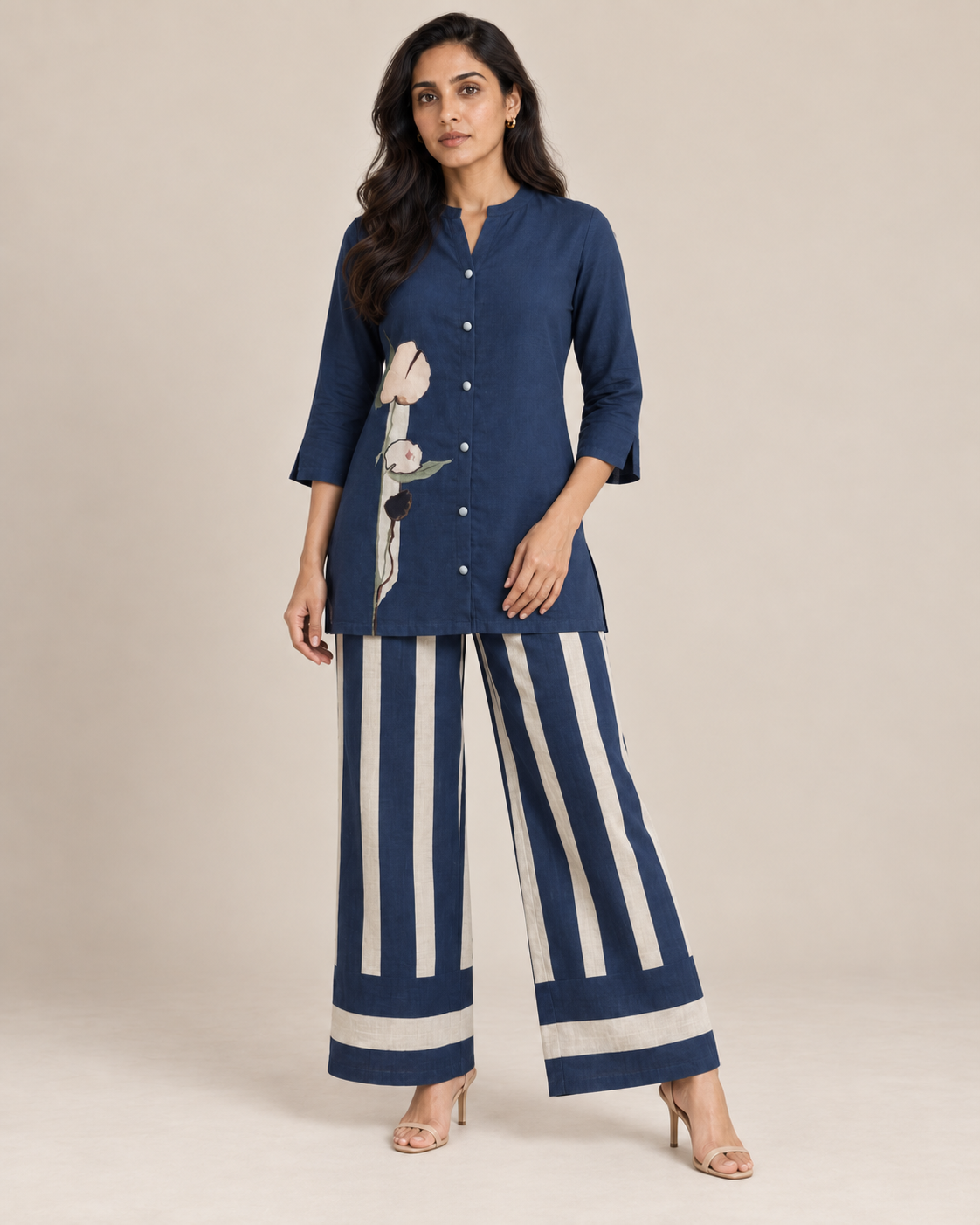 APPLIQUE LINEN COORD SET