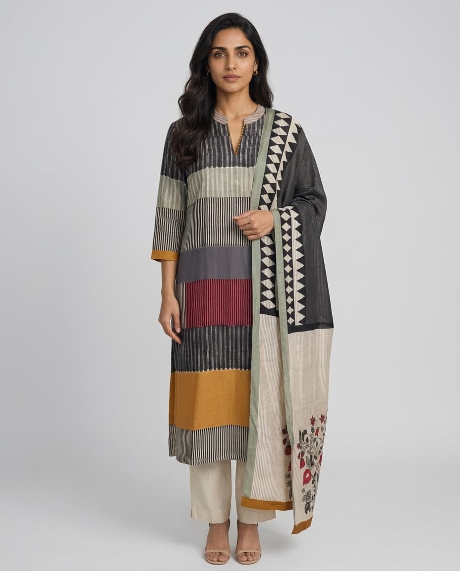 RAW SILK KURTA DUPATTA SET