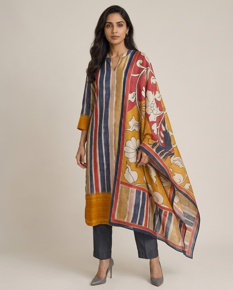 RAW SILK KURTA DUPATTA SET